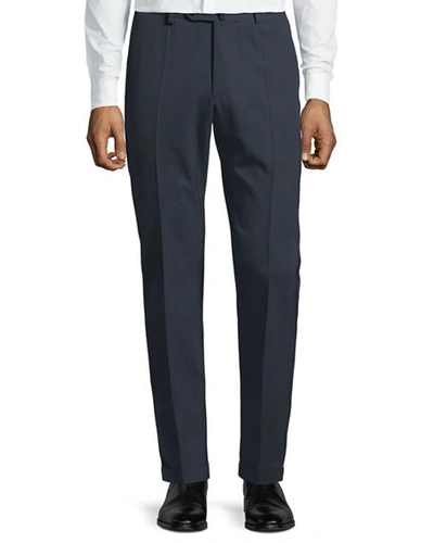 Incotex Men's Benson Crepe Wool Comfort Trousers In Medium Blue