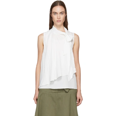 See By Chloé See By Chloe White Silk Bow Blouse In 112 Edenwhi