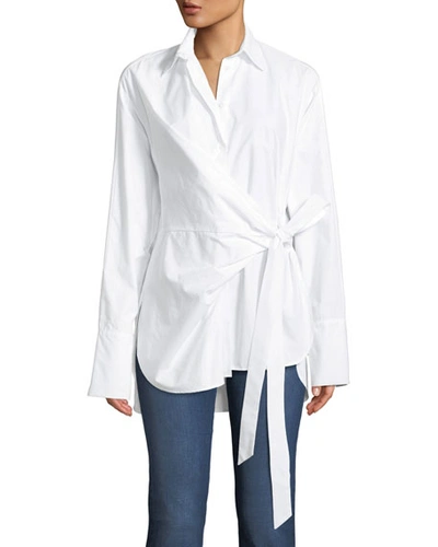 Christian Wijnants Tab Draped Button-front Cotton Shirt In White