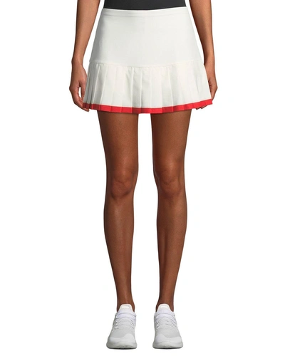 Tory Sport Pleated Tennis Skirt W/ Contrast Hem In White/red