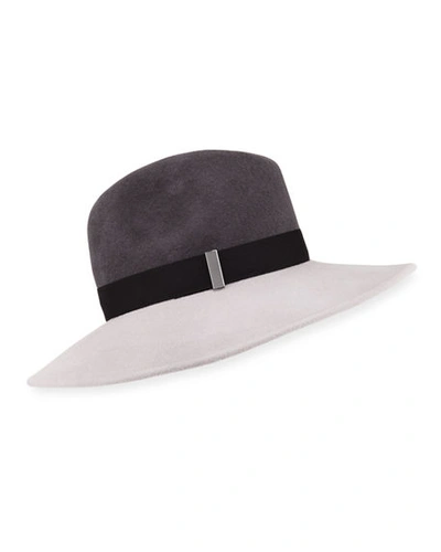Gigi Burris Requiem Wool Wide-brim Fedora Hat In Charcoal/silver