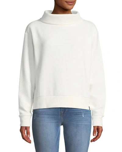 Varley Simon Ribbed Side-zip Sweater In Ivory