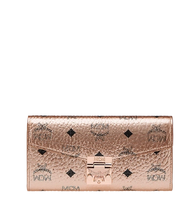 Mcm Patricia Convertible Crossbody Flap Wallet In Champagne Gold