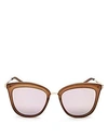 Le Specs Women's Caliente Mirrored Cat Eye Sunglasses, 53mm In Matte Mocha/gold