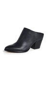 Dolce Vita Women's Roya Almond Toe Leather Mid-heel Mules In Black Leather