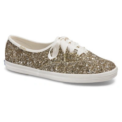 Keds X Kate Spade New York Women's Glitter Lace Up Sneakers In Platinum Gold