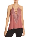 Wayf Posie Lace-up Camisole In Mauve