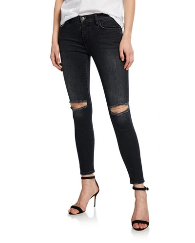 Current Elliott Current/elliott The Stiletto Distressed Ankle Skinny Jeans In 2 Year Destroy Stretch Black