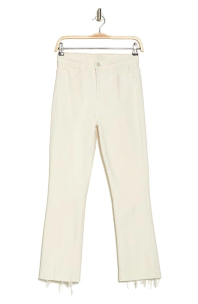 Mother The Hustler High Waist Fray Hem Ankle Bootcut Jeans In Cream Puffs