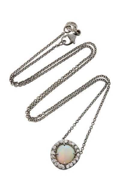 Kimberly Mcdonald One-of-a-kind Crystal Shell Opal Pendant With Diamonds Set In 18k White Gold With Black Rhodium