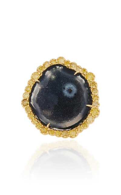 Kimberly Mcdonald Geode Ring With Yellow Diamonds In Gold