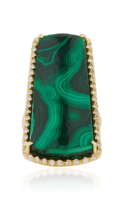 Kimberly Mcdonald One-of-a-kind Malachite Ring With Diamonds Set In 18k Yellow Gold In Green
