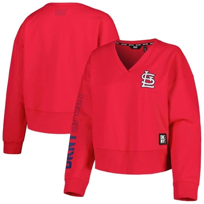 Dkny Sport Red St. Louis Cardinals Lily V-neck Pullover Sweatshirt