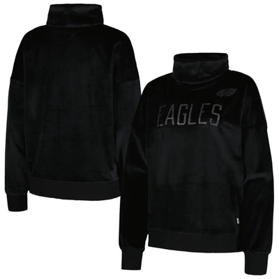 Dkny Sport Black Philadelphia Eagles Deliliah Rhinestone Funnel Neck Pullover Sweatshirt