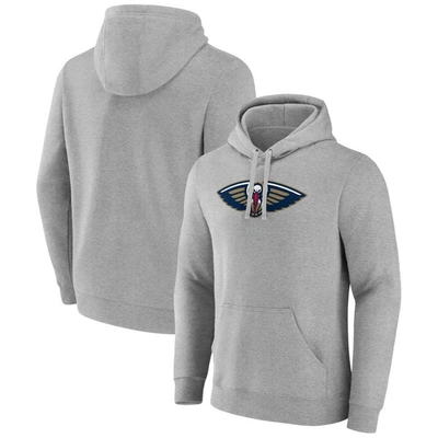 Fanatics Branded  Heather Gray New Orleans Pelicans Primary Logo Pullover Hoodie