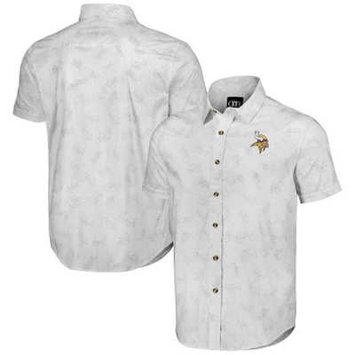 Nfl X Darius Rucker Collection By Fanatics White Minnesota Vikings Woven Short Sleeve Button Up Shir