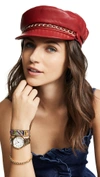 Eugenia Kim Marina Leather Hat In Red