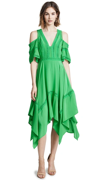 Thurley Cold Shoulder Dress In Kelly Green