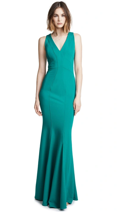 Zac Posen Serena Gown In Peacock