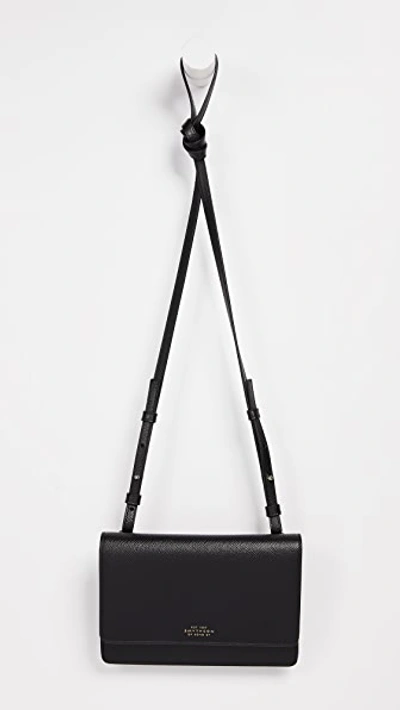 Smythson Panama Purse With Strap In Black