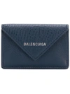 Balenciaga Papier Mini Printed Textured-leather Wallet In Blue