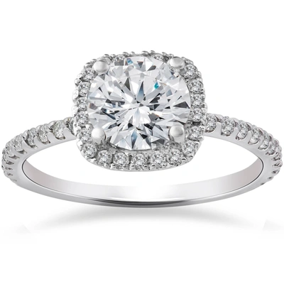 Pompeii3 Certified 2 1/2ct Diamond Cushion Halo Engagement Ring 14k Gold Lab Grown In Multi