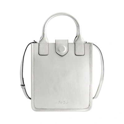 Fred Segal Small Smooth Leather Vertical Tote In Silver