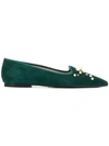 Pretty Ballerinas Embellished Pointed Ballerina Flats In Green