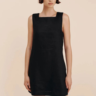 Posse Alice Linen Mini Dress In Black