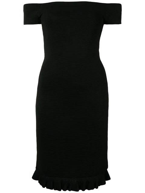 Michael Michael Kors Textured Bardot Dress In Black | ModeSens