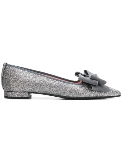 Pretty Ballerinas Glitter Pointed Loafers In Metallic