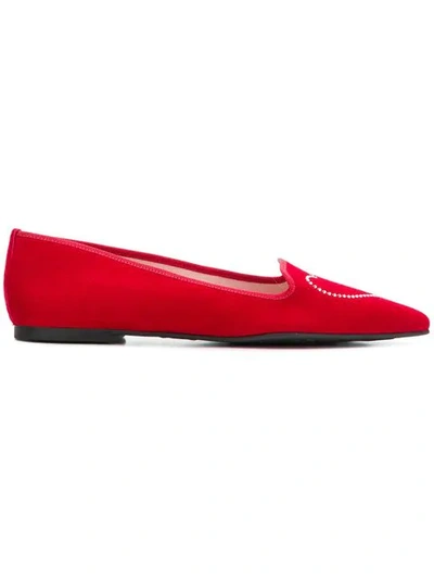 Pretty Ballerinas Embellished Pointed Loafers In Red