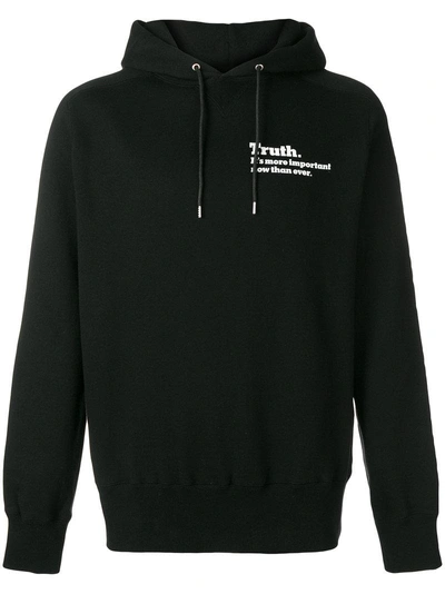 Sacai Truth Slogan Hoodie In Black