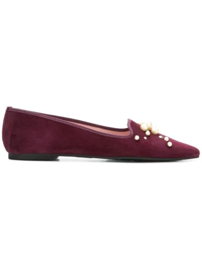 Pretty Ballerinas Embellished Loafers In Red