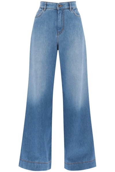 Weekend Max Mara Vega Cotton Denim Wide Jeans In Blue