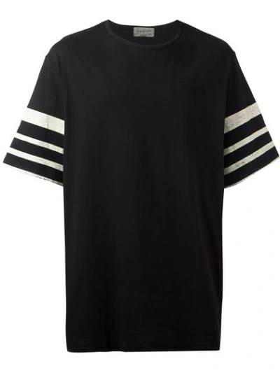 Yohji Yamamoto Striped Sleeves T-shirt - Black