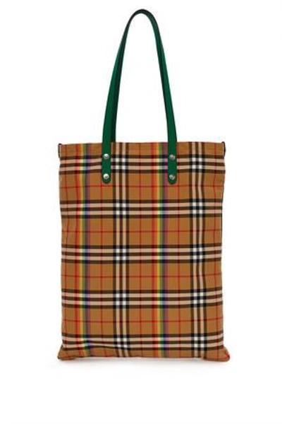 Burberry Opening Ceremony Large Rainbow Vintage Check Tote In Racing Green
