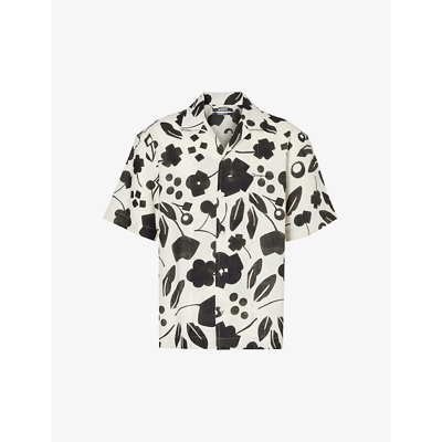 Jacquemus La Chemise Abstract-print Boxy-fit Linen Shirt In Pt_black_white_cubic_flow