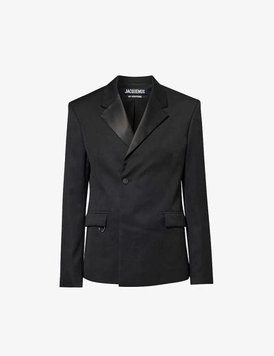 Jacquemus La Waistcoate Melo Wool Tuxedo Jacket In Black