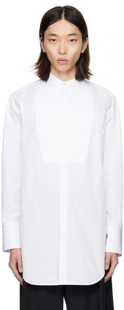 Jil Sander Oversize Cotton Poplin Plastron Shirt In White