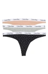 Calvin Klein Logo Assorted Thongs In Ko7 Cedar/ Grey