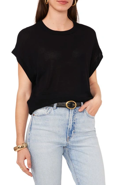 Vince Camuto Short Sleeve Crewneck Jumper In Rich Black