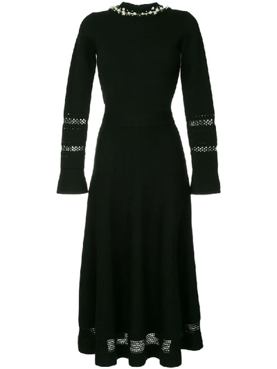 Oscar De La Renta Wool And Silk-blend Dress In Black