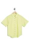 Kensie Collared Boxy Button-up Top In Zest