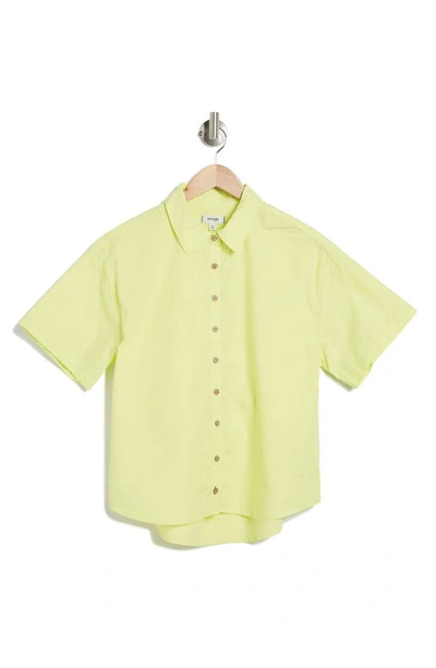 Kensie Collared Boxy Button-up Top In Zest