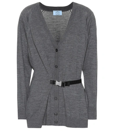 Prada Wool Cardigan In Grey