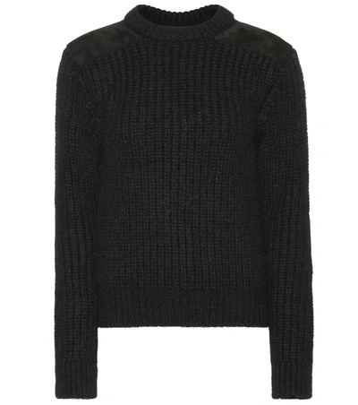 Saint Laurent Stretch Wool-blend Sweater In Black