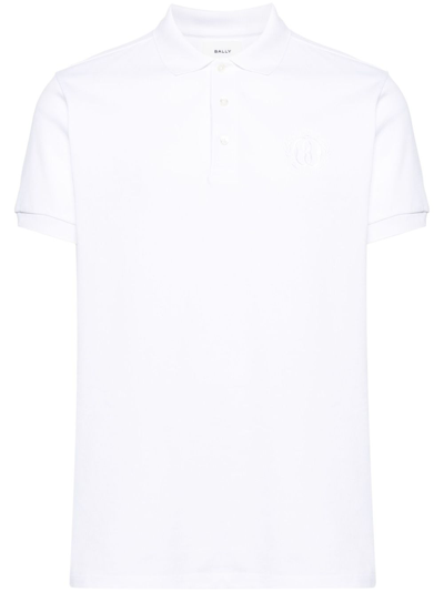 Bally Logo-embroidered Cotton Polo Shirt In White