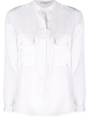 Stella Mccartney Collarless Shirt In Pure White