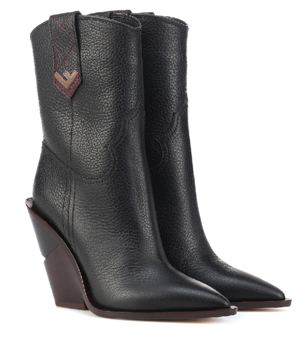 fendi cowboy boots black